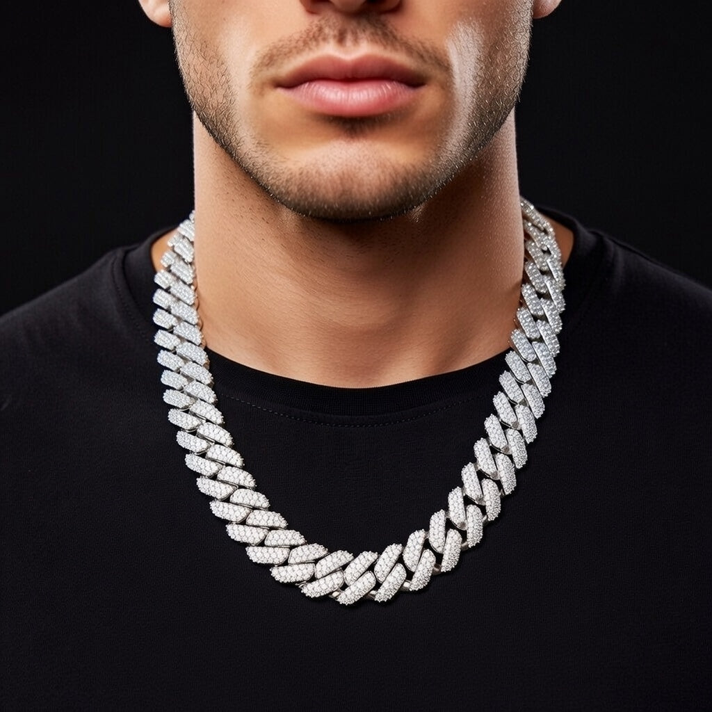 PREMIUM 10MM CUBAN LINK S925 SILVER MOISSANITE NECKLACE