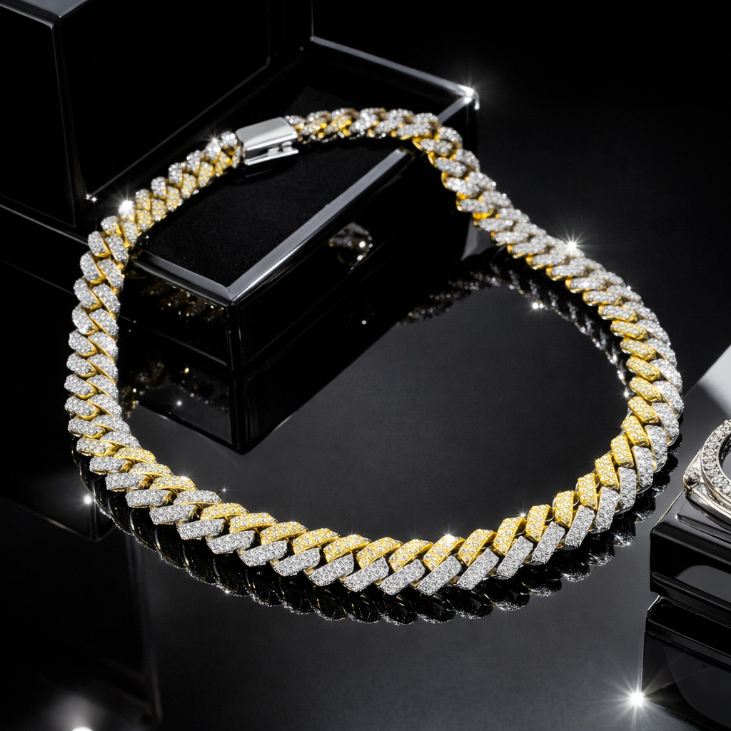 PLATED TWO-TONE S925 SILVER PREMIUM MOISSANITE NECKLACE